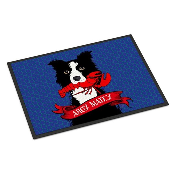 Carolines Treasures Ahoy Matey Nautical Border Collie Indoor or Outdoor Mat, 18 x 27 in. VHA3011MAT - main